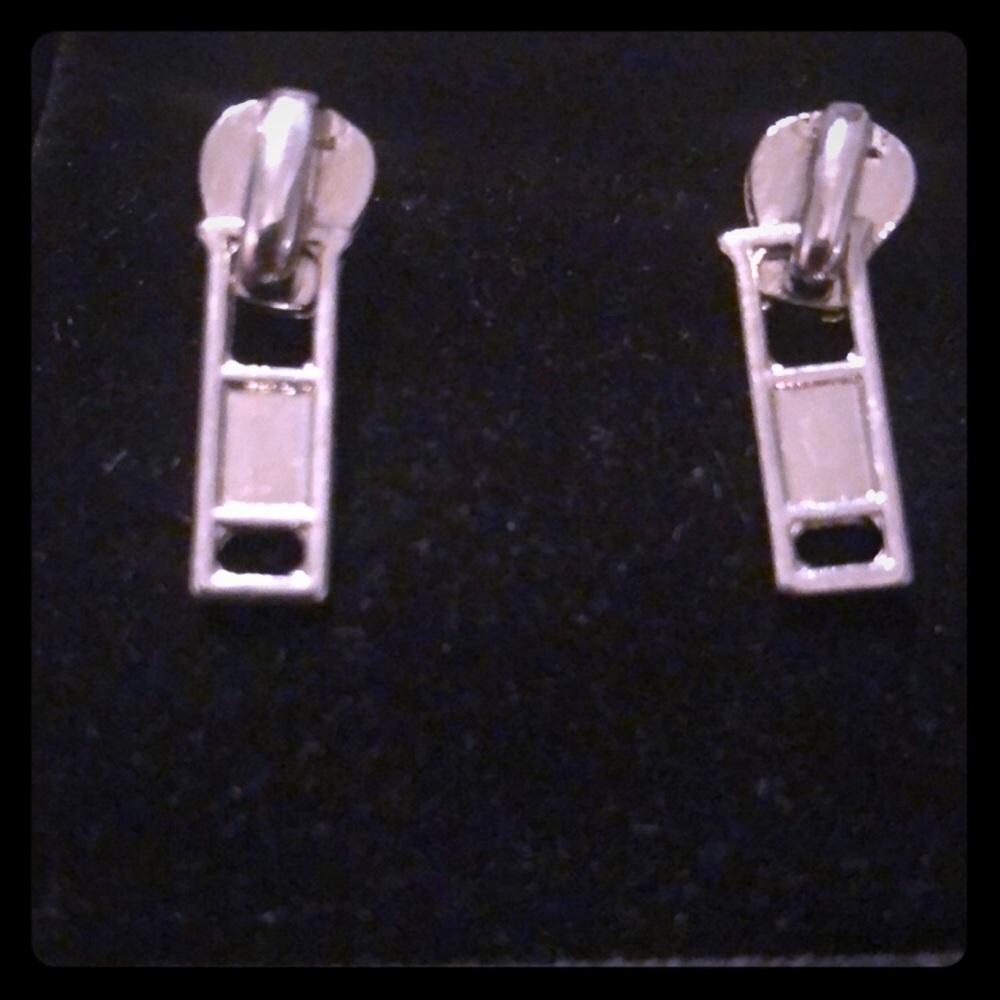 Silver Zipper Stud Earrings